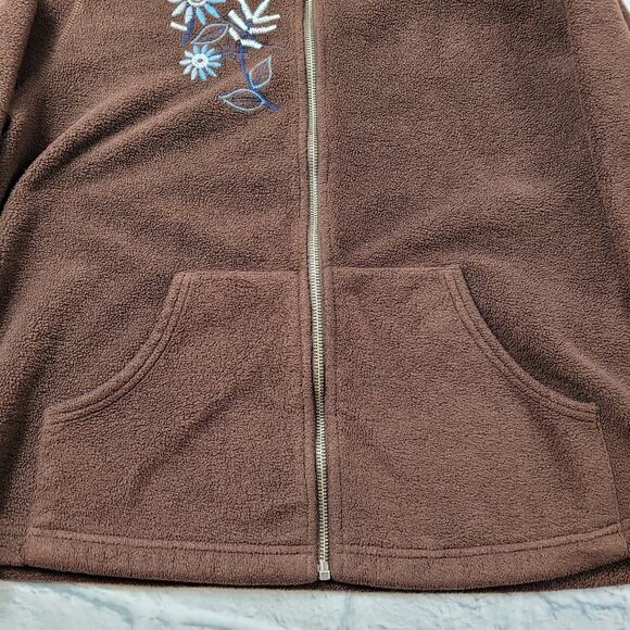 Faded Glory Brown Embroidered Front Zip Fleece Hoodie size L/XL - Picture 6 of 11
